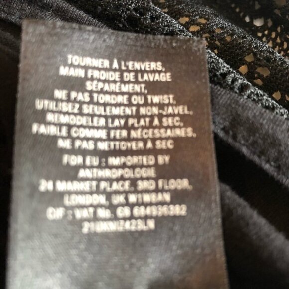 Anthropologie Dress Black Smocked Crochet Full Skirt Leifnotes Brand size Small - Picture 12 of 14